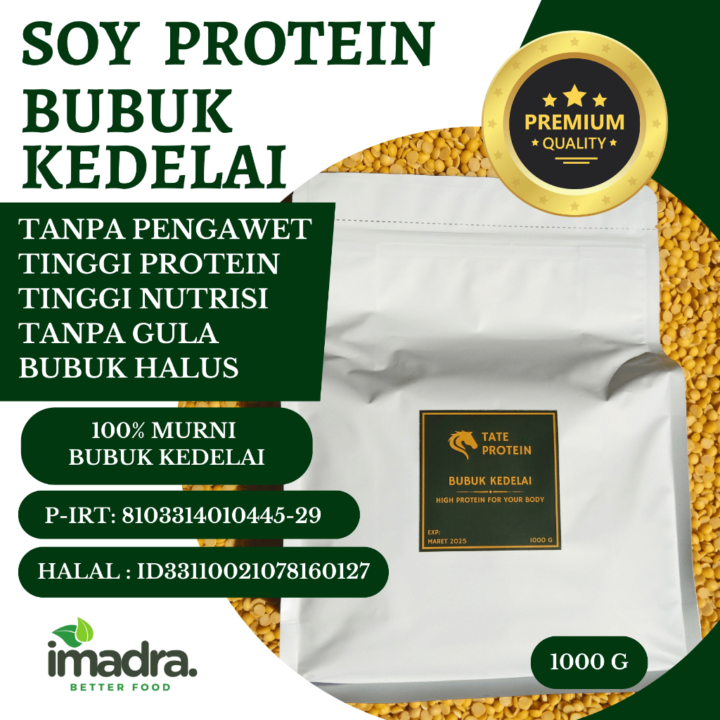 

SOY TATE PROTEIN 1 KG - BUBUK KEDELAI PREMIUM - GYM SUPLEMEN