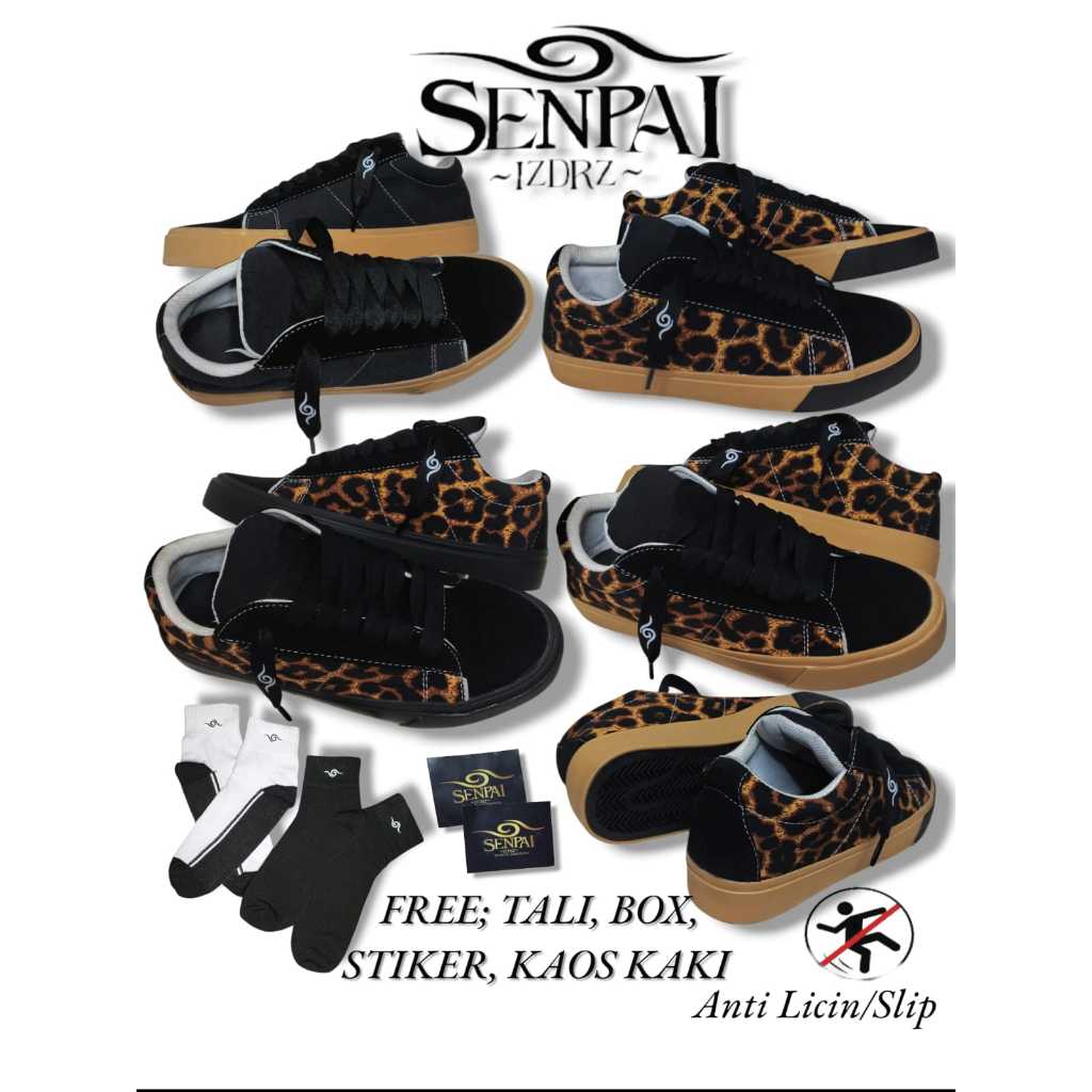Sepatu Gemuk Senpai Lokal Leopard Gum/Black Best Seller - Pria Wanita