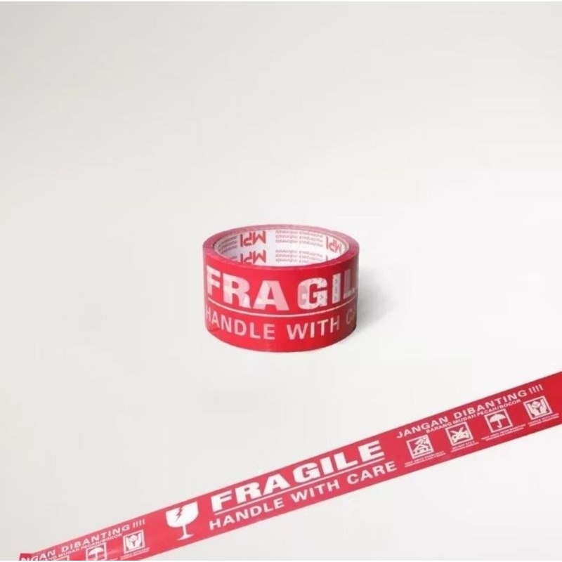 lakban Fragile 55 yard lakban fregile 100 yard lakban fragile merah 55yard lakban fragile putih 100 