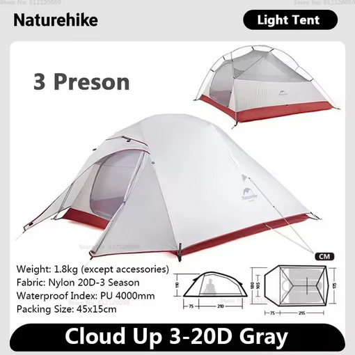 TENDA CLOUD UP 3 20D/210T NATUREHIKE NH18T030-T UPGRADED VERSION