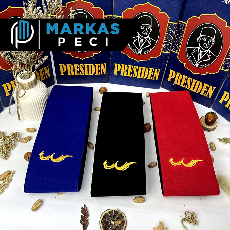 Peci Kujang - Peci Songkok Kopyah Bordir Kujang Peci Hitam Kujang Anak Dan Dewasa Tinggi 9 Cm