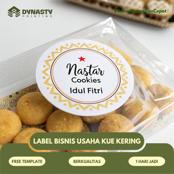 Cetak Stiker Logo Label Usaha Kue Kering Berbahan Vinyl - Free Template/Desain Sendiri