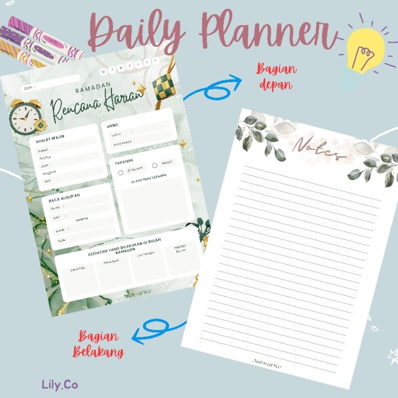 

Daily Planner | A5 | Binder | Loose Leaf | Ramadan Planner | Muslimah Planner | Art Paper