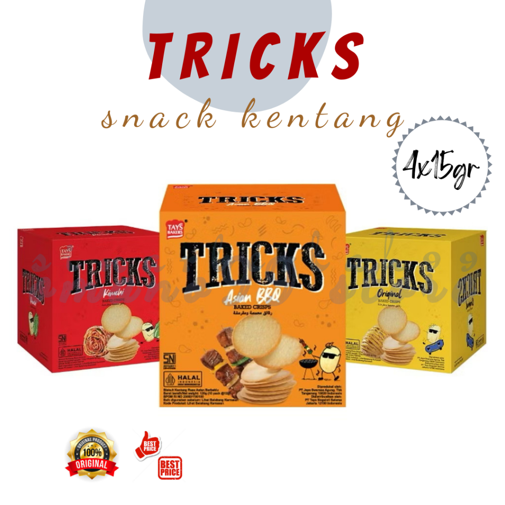 

Tricks Crisps Potato Baked keripik Kentang 4 x 15 Gram All Varian