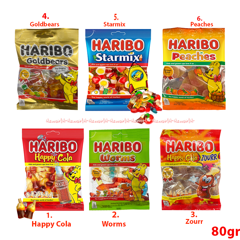 

Haribo 160gr Worms Zourr Candy Jelly Permen Jeli Lunak Rasa Buah Happy Cola Goldbears Starmix Peaches