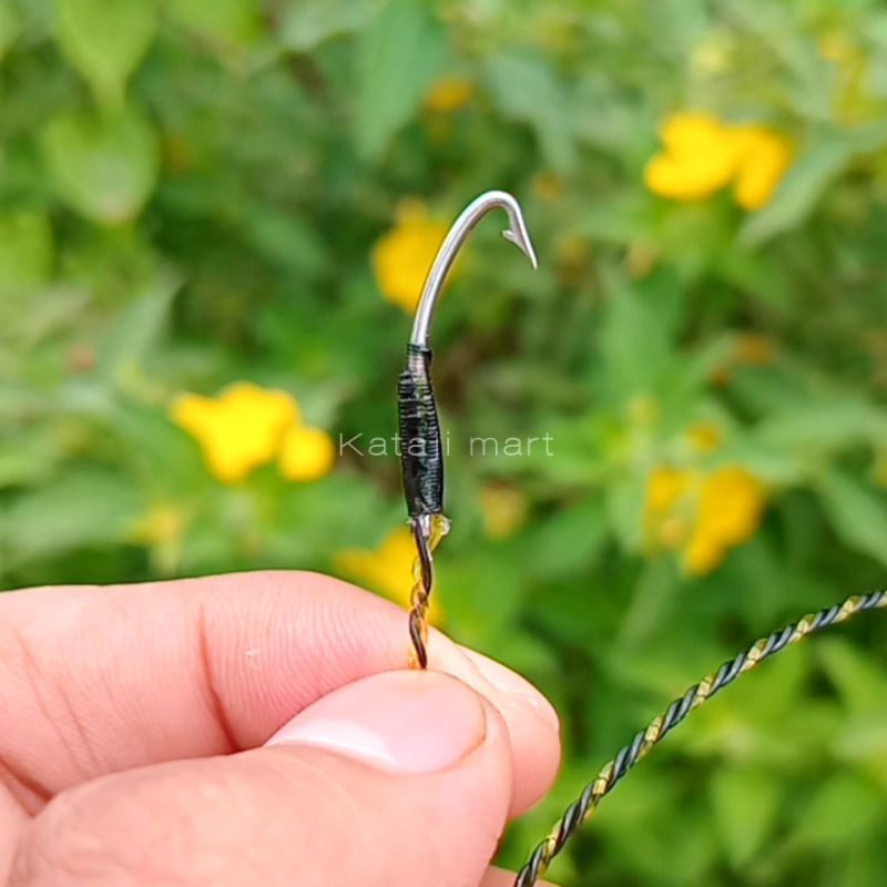 Kail Pancing Urek Belut Siap Pakai Pancing Belut Baja Stainles stell Senar 3 Lapis Model Prang