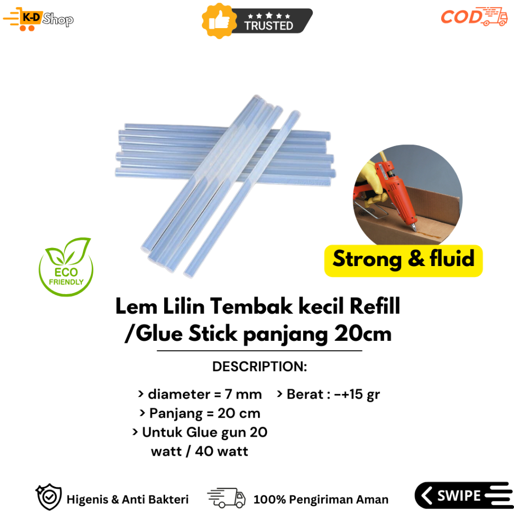 

Lem Lilin Tembak kecil Refill/Glue Stick panjang 20cm