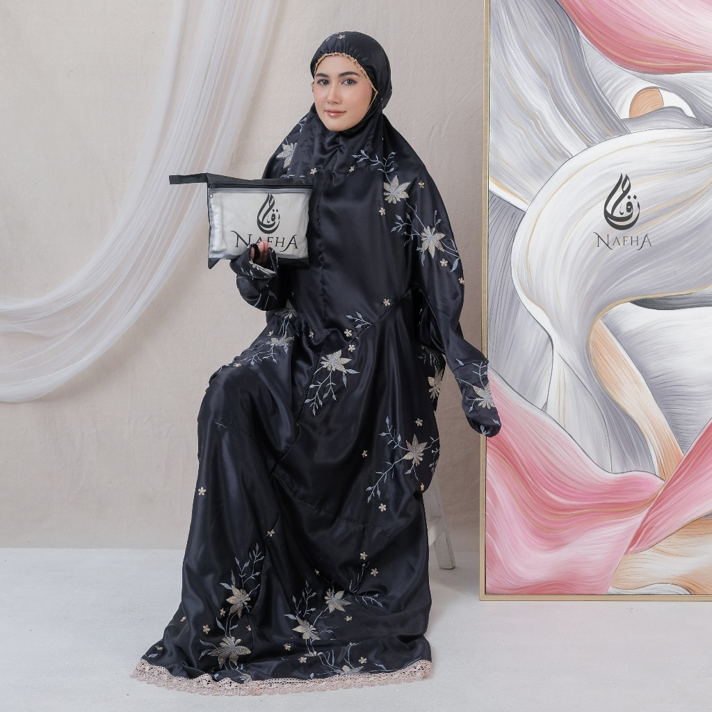 NAFHA - Mukena Terusan Dewasa Sutra Bordir Gerbera