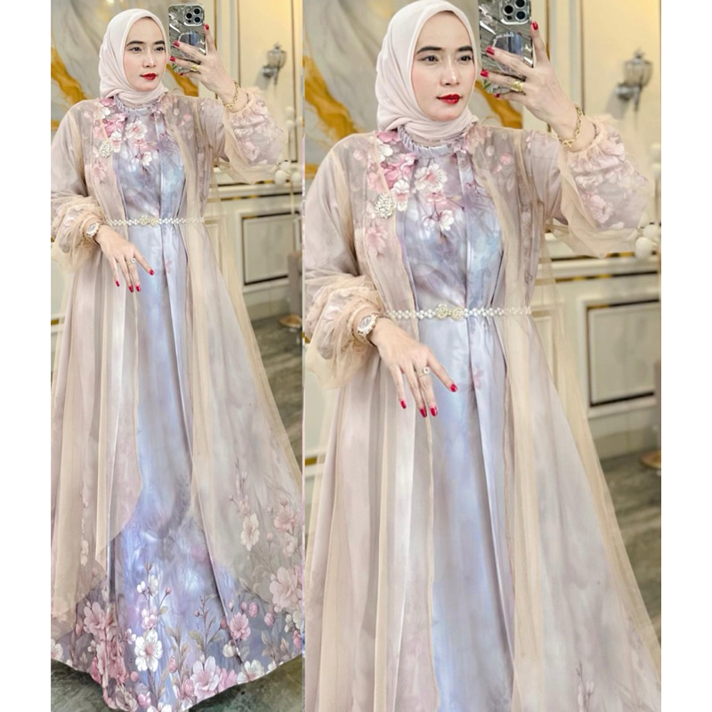 DRESS SET OUTER WANITA PREMIUM / TULE ZARA GAMIS