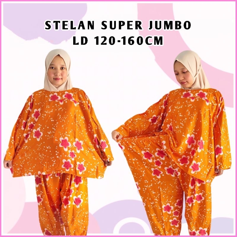 SETCEL JUMBO LD 140/150/160 SETELAN JUMBO KATUN RAYON PIYAMA ONE SET BIG SIZE