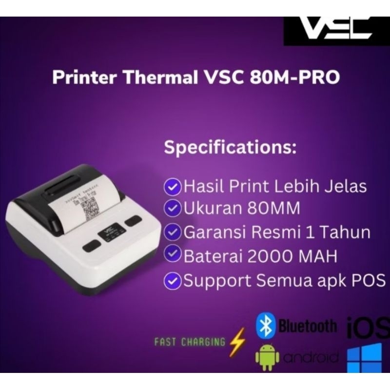 print thermal vsc 80 mm bluetooth