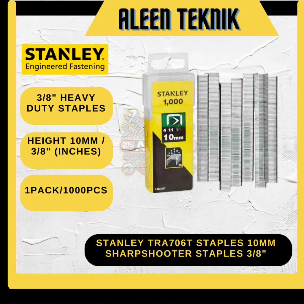 

STANLEY TRA706T Staples 10mm Sharpshooter Staples 3/8" Staples Stanley 10 mm Sharpshooter TRA706T