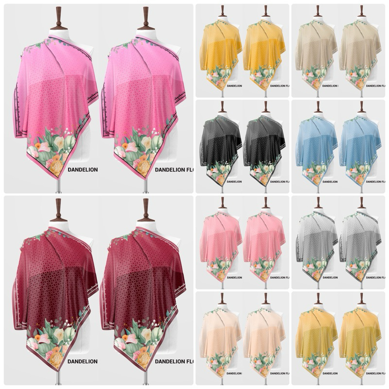 (DANTE FLOW) Hijab Denaay Voal kw segi empat motif premium