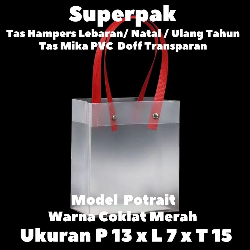 

(10pcs) Ukuran 13x7x15 Tas Gagang MERAH /Tas Souvenir Goodie Bag Ulang Tahun Lebaran Natal Premium