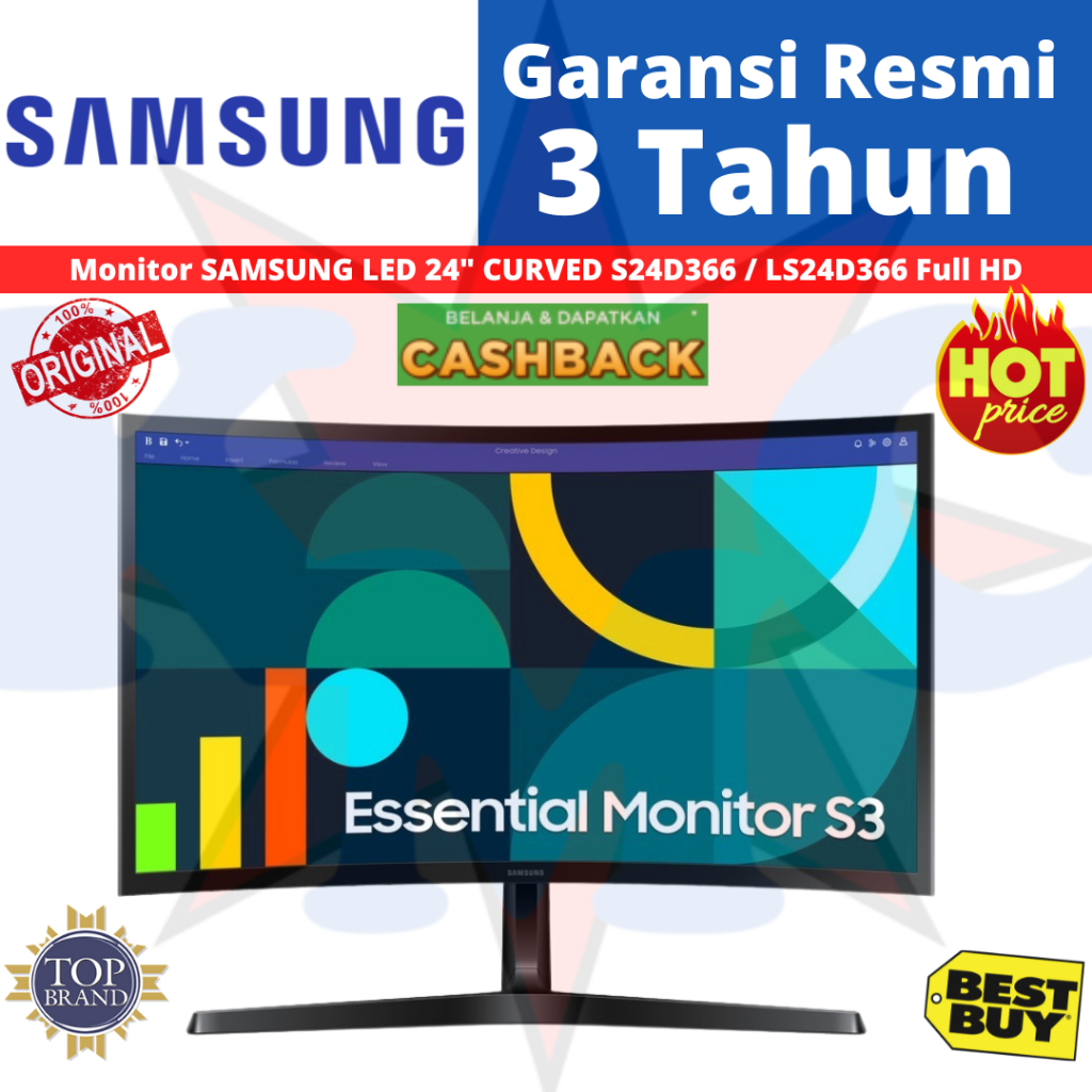 LED Monitor 24 Inch Samsung FHD Curved 24" LC24F390 Samsung Curved LC24F390FHEXXD