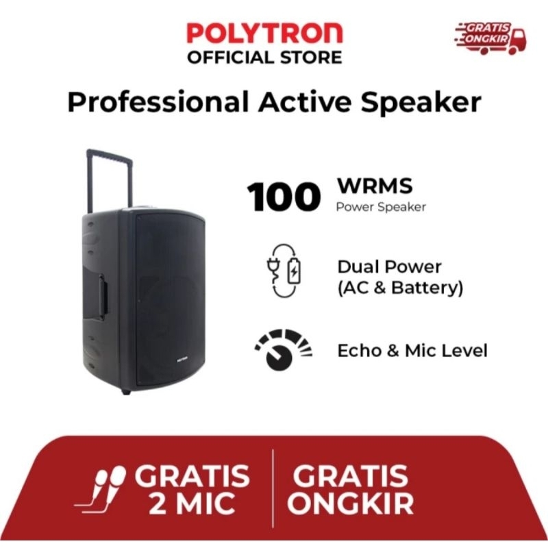SPEAKER PORTABLE POLYTRON PAS PRO 12F3 SPEAKER ACTIVE POLYTRON 12 INCH PASPRO 12F3 SPEAKER BLUETOOTH