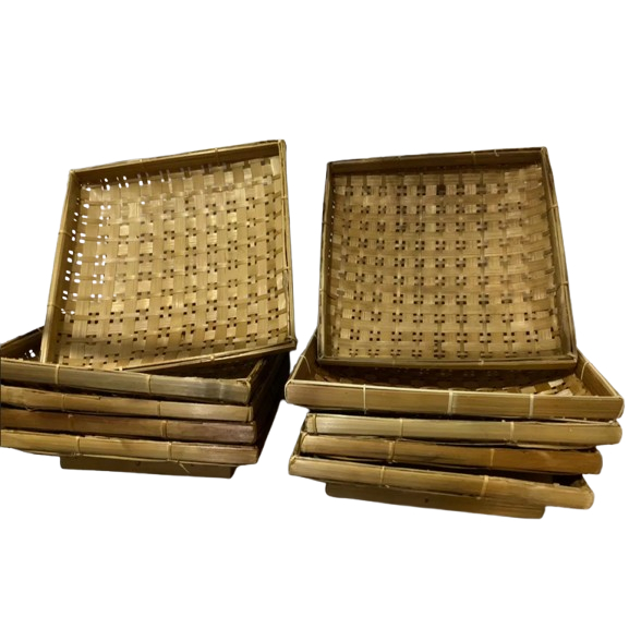 PIRING BAMBU KOTAK | PIRING LALAP BAMBU KOTAK PIRING ANYAMAN BAMBU SNACK MAKANAN GORENGAN