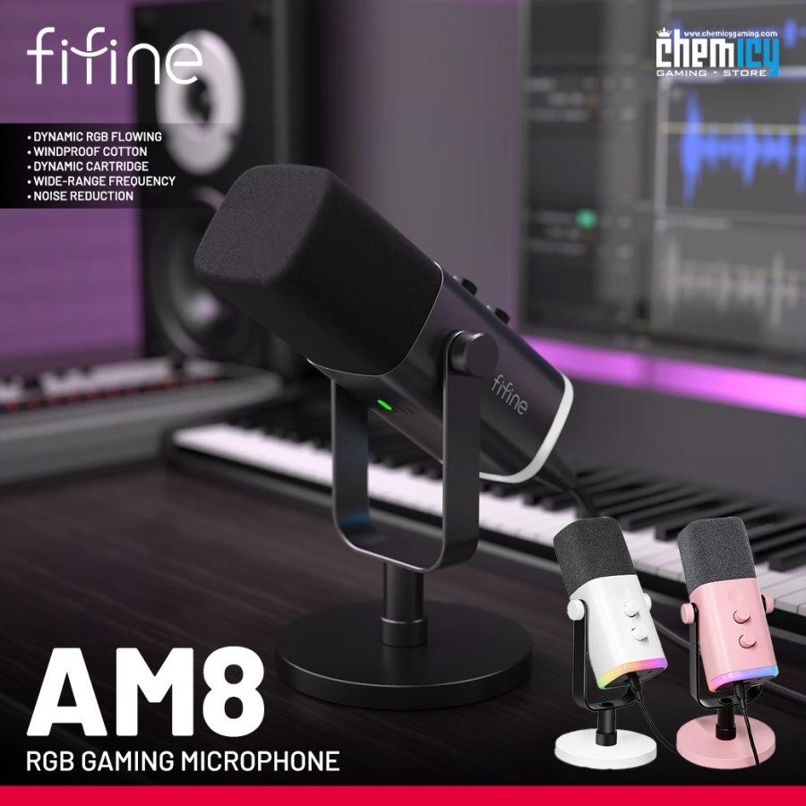 Fifine AM8 / AM-8 USB Condenser RGB Gaming Microphone for Live Streaming & Gaming