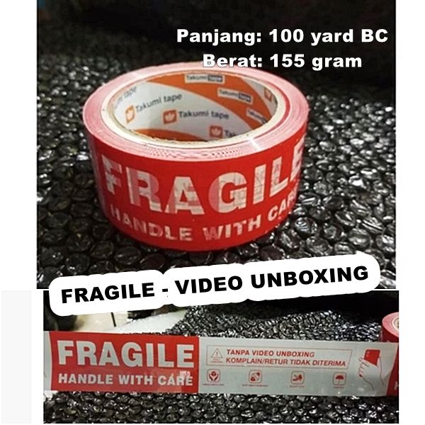 

Lakban Fragile Video Unboxing 100 YARD 45 mm BC Takumi Tape Merah Putih