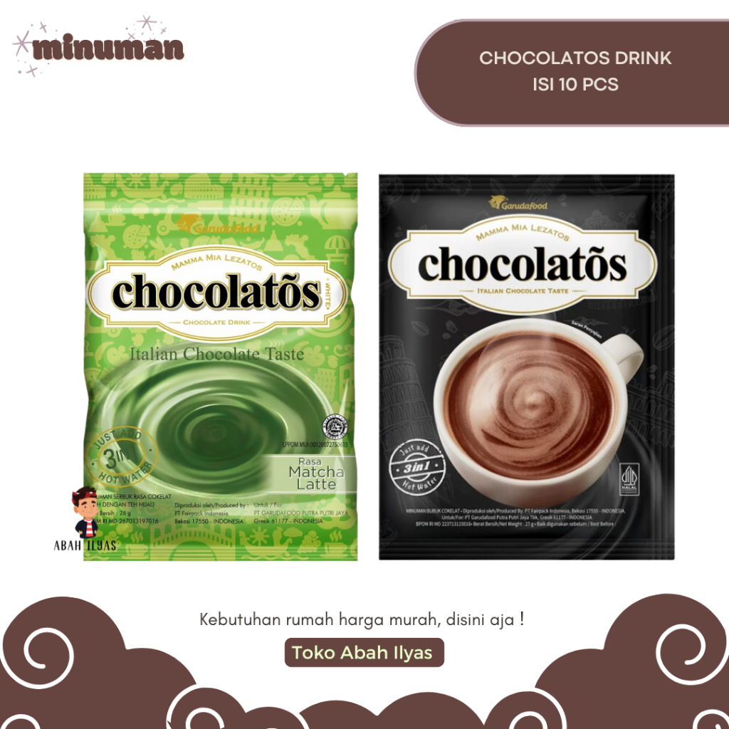 

Chocolatos Drink Chocolate dan Matcha Latte 28gr Isi 10 Pcs