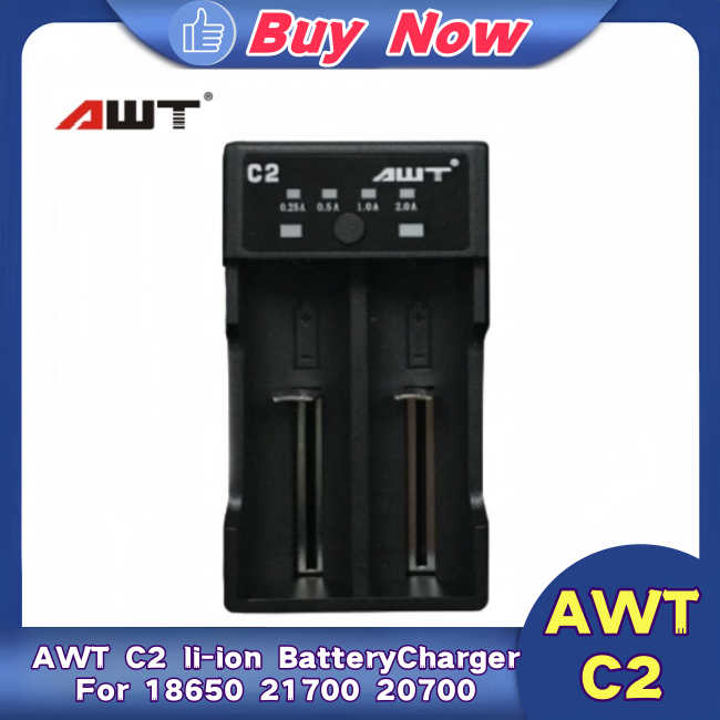 Pengisi Daya Baterai Li-ion AWT C2 untuk Baterai 18650, 21700, 20700