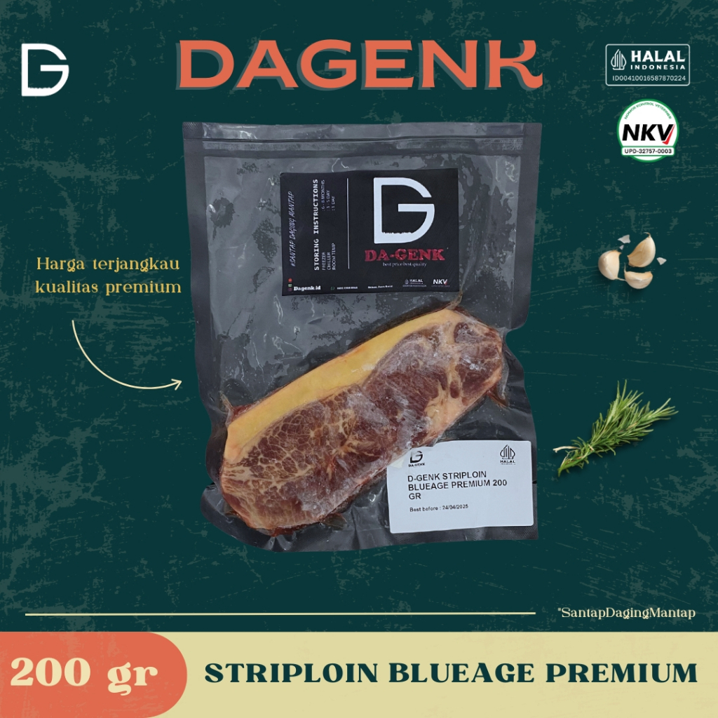 

STRIPLOIN/SIRLOIN BLUEAGED PREMIUM 200GR (DIATAS PREMIUM) - HALAL FRESH & READY TO GRILL DAGENK