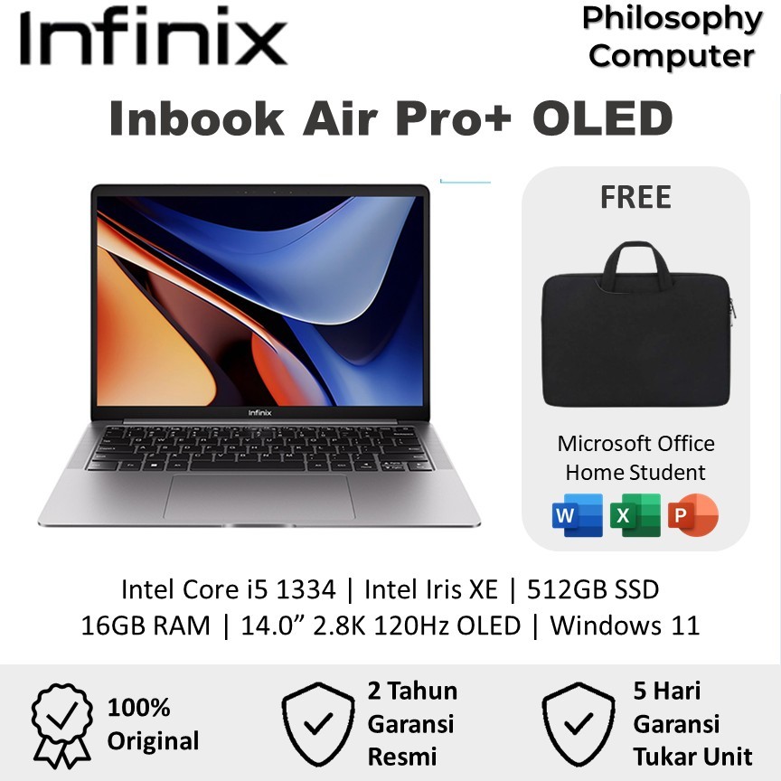 Laptop Infinix Inbook Air Pro+ OLED Intel Core i5-1334 16GB 512GB 14.0" 2.8K 120Hz Windows 11