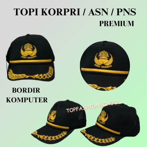 TOPI KORPRI MODEL JARING LAMBANG BORDIR / TOPI PNS / TOPI ASN.