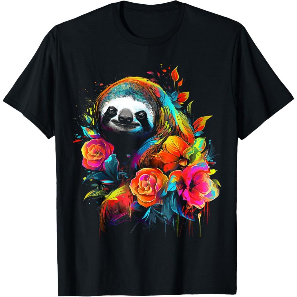 Sloth Colorful Animal Motif Colorful Artwork Sloth T-Shirt