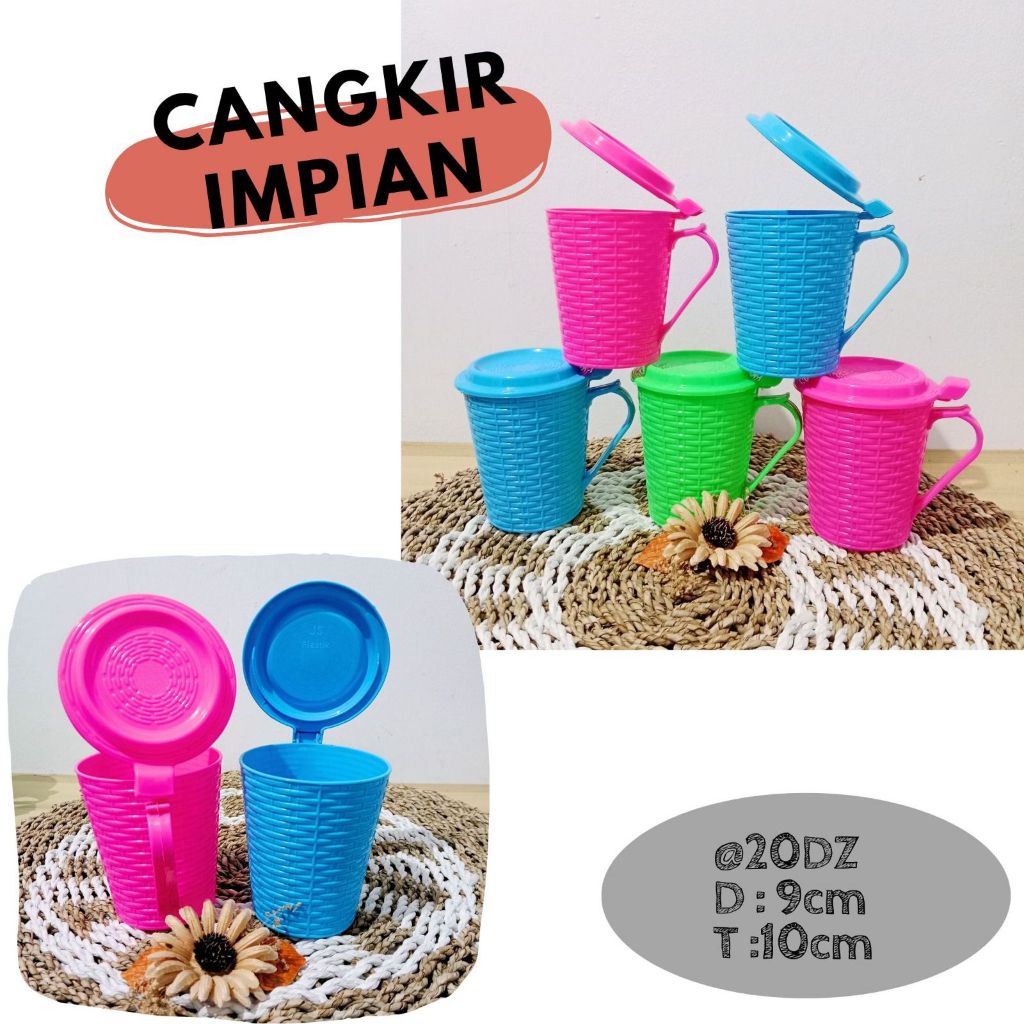 CANGKIR IMPIAN / CANGKIR KOPI / CANGKIR MINUM / CANGKIR WARNA WARNI / Cangkir Impian Motif Rotan + T