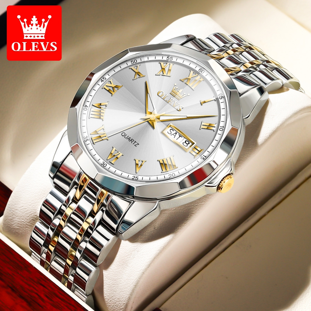 OLEVS Jam Tangan Rantai Pria Keren Stainless Steel Jam Tangan Analog Pria Original 100% Watchbrands