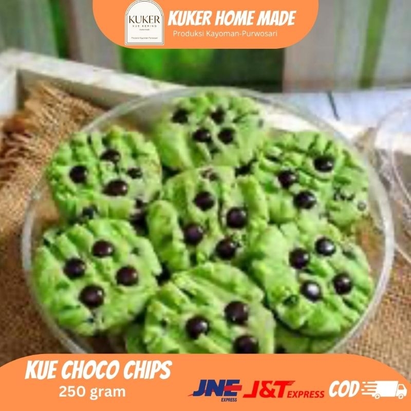 

Kuker Home Made Kue Choco Chips pandan 250 gram-kue kering