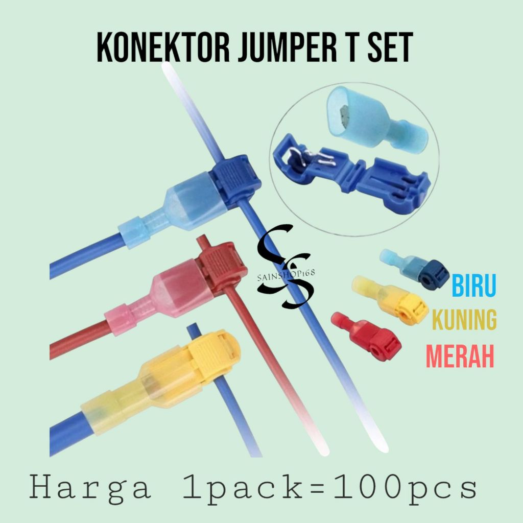 100pcs Konektor Kabel Listrik T Jumper Lock Quick Cable Connector Sambungan Kabel