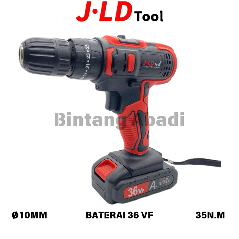 JLD 36VF Mesin Bor Impact Baterai 10mm Mesin Bor Impact 2 Baterai Cordless Impact Wrench Mesin Bor B