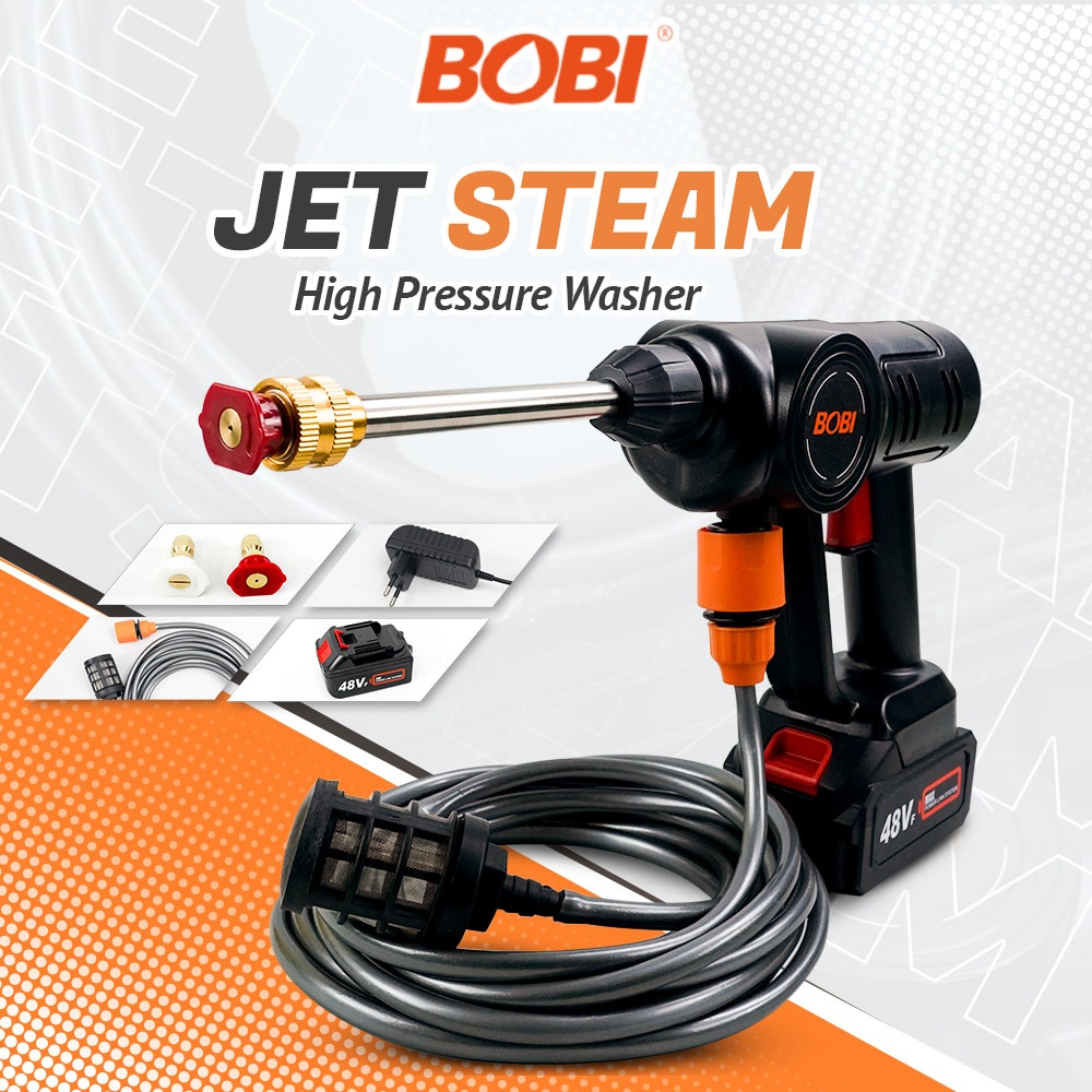 Cordless Jet Cleaner 48V - Mesin Cuci Motor Mobil AC Baterai Cordless BOBI