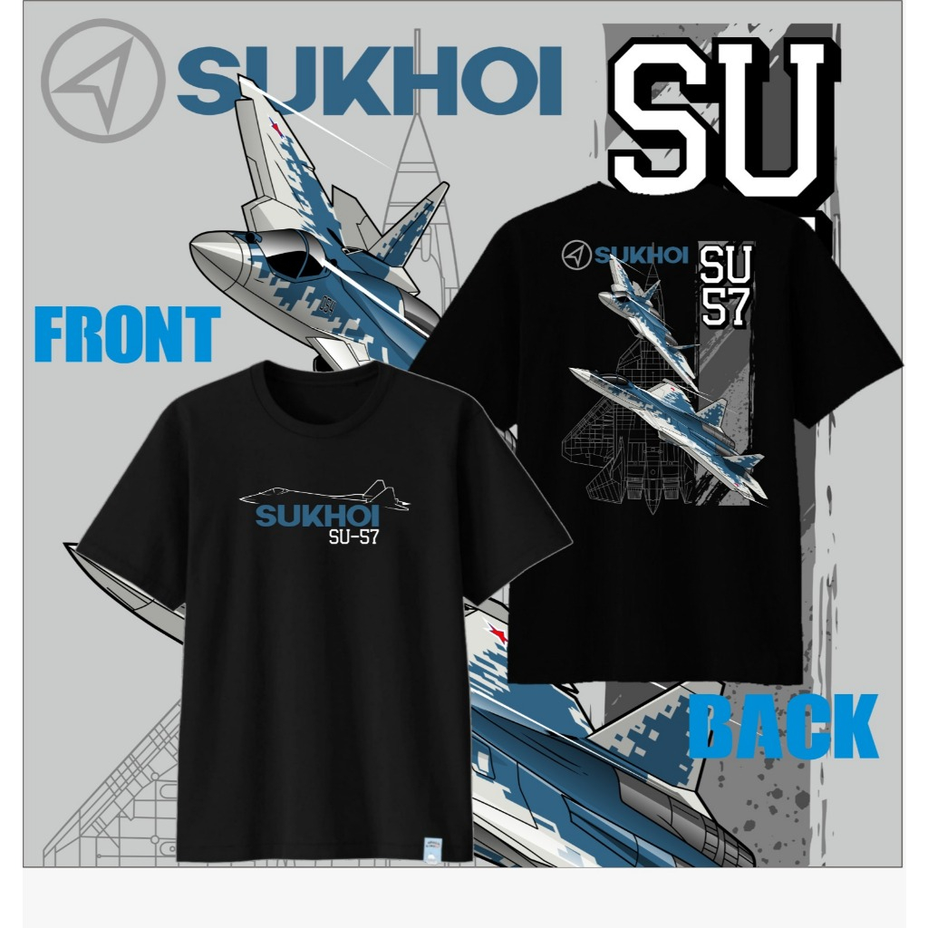 Kaos Pesawat SUKHOI SU57 untuk Anak, Remaja, Dewasa, Bigsize Bahan Cotton combed 30s
