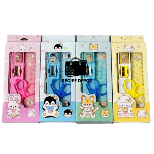 

Aksesoris Perlengkapan Sekolah Paket Alat Tulis Pencil Pensil Rautan Penggaris Motif Kartun Souvenir Hadiah Anak