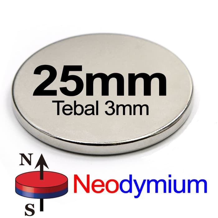 Magnet Bulat Koin Neodymium 25x3mm diameter 25 mm tebal 3 mm