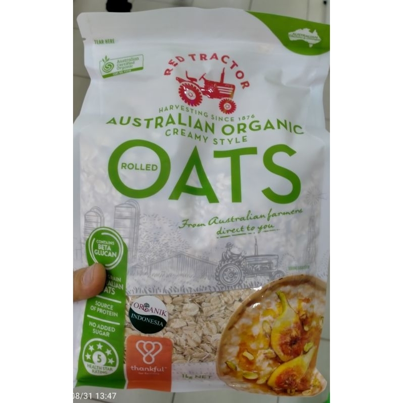 

RED TRACTOR AUSTRALIAN ORGANIC ROLLED OATS CREAMY STYLE 1 Kg