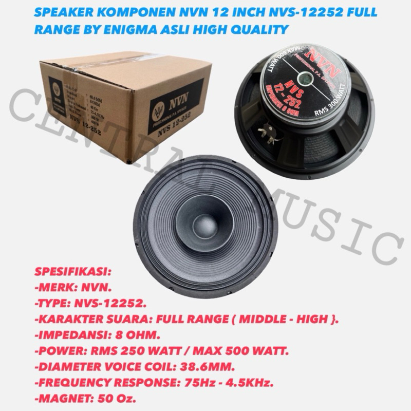 SPEAKER KOMPONEN NVN 12 INCH NVS-12252 FULL RANGE BY ENIGMA ASLI HIGH QUALITY