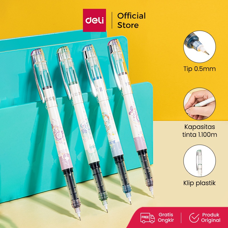 

Deli Pulpen Roller / Roller Pen 0.5mm Kapasitas Tiinta 1100 meter S1615 1 pcs