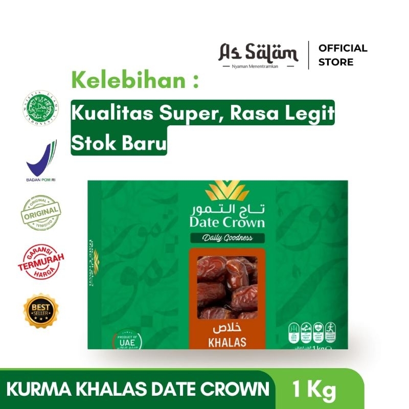 

Date Crown Khalas Kurma Khalas Kualitas Premium Legit Segar Stok Baru - 1 Kg