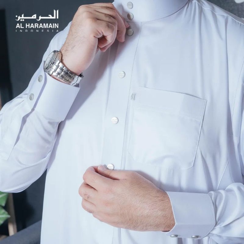 Jubah Al Haramain Original Gamis Pria Dewasa Baju Muslim Pria Warna Putih - Salma Fashion Bekasi