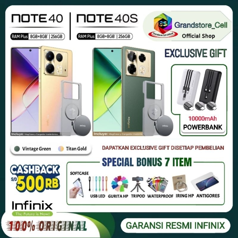 INFINIX NOTE 40S RAM 8/256 GB | INFINIX NOTE 40 RAM 8/256 GB GARANSI RESMI INFINIX INDONESIA