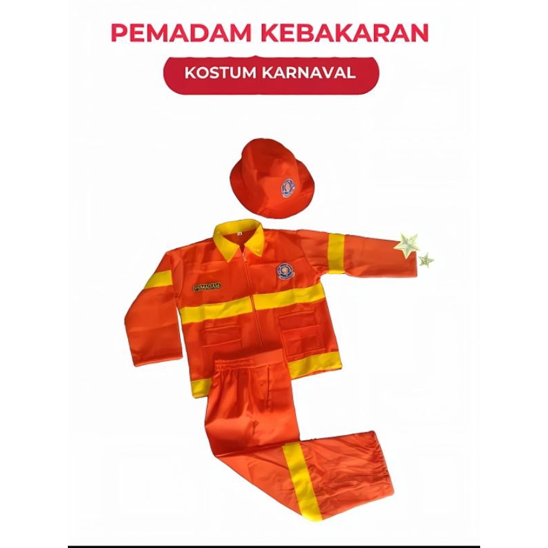 BAJU PEMADAM KEBAKARAN ANAK|Baju Kostum Karnaval Profesi Damkar|Anak TK/PAUD PREMIUM