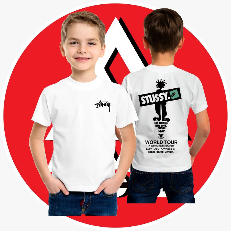 Kaos Anak Stussy. T-Shirt Hitam