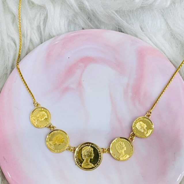 kalung alta koin jejer simple elegant emas asli kadar 700