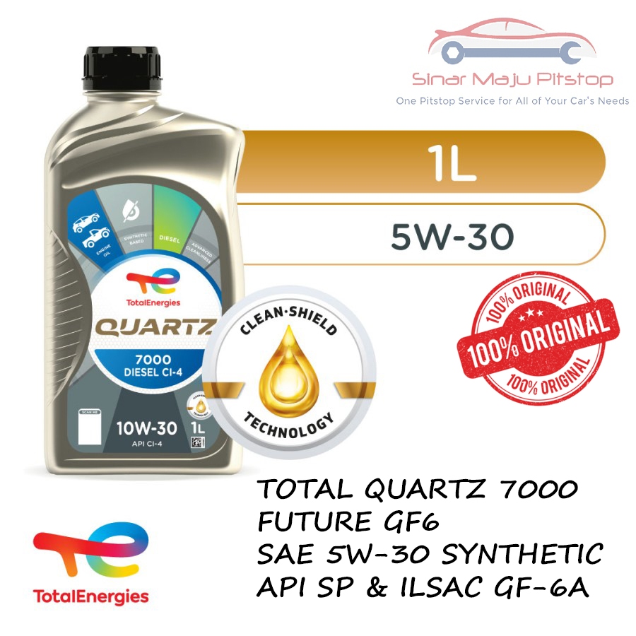 Oli Mesin Motor & Mobil - TOTAL QUARTZ 7000 SAE 5W-30 SYNTHETIC API SP Asli Genuine 100% Botol 1 Lit