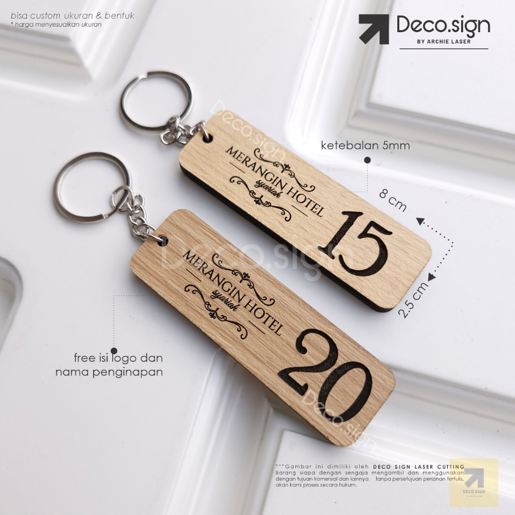Gantungan Kunci Kayu Hotel / Guest House / Kost/ Penginapan / Ganci Loker Ganci Murah
