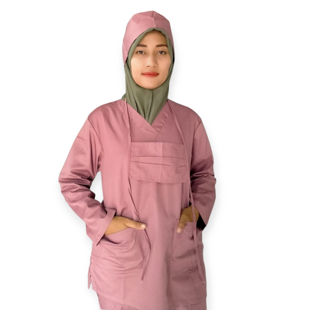 Baju ok lengan panjang super jumbo baju jaga perawat scrub medis jumbo
